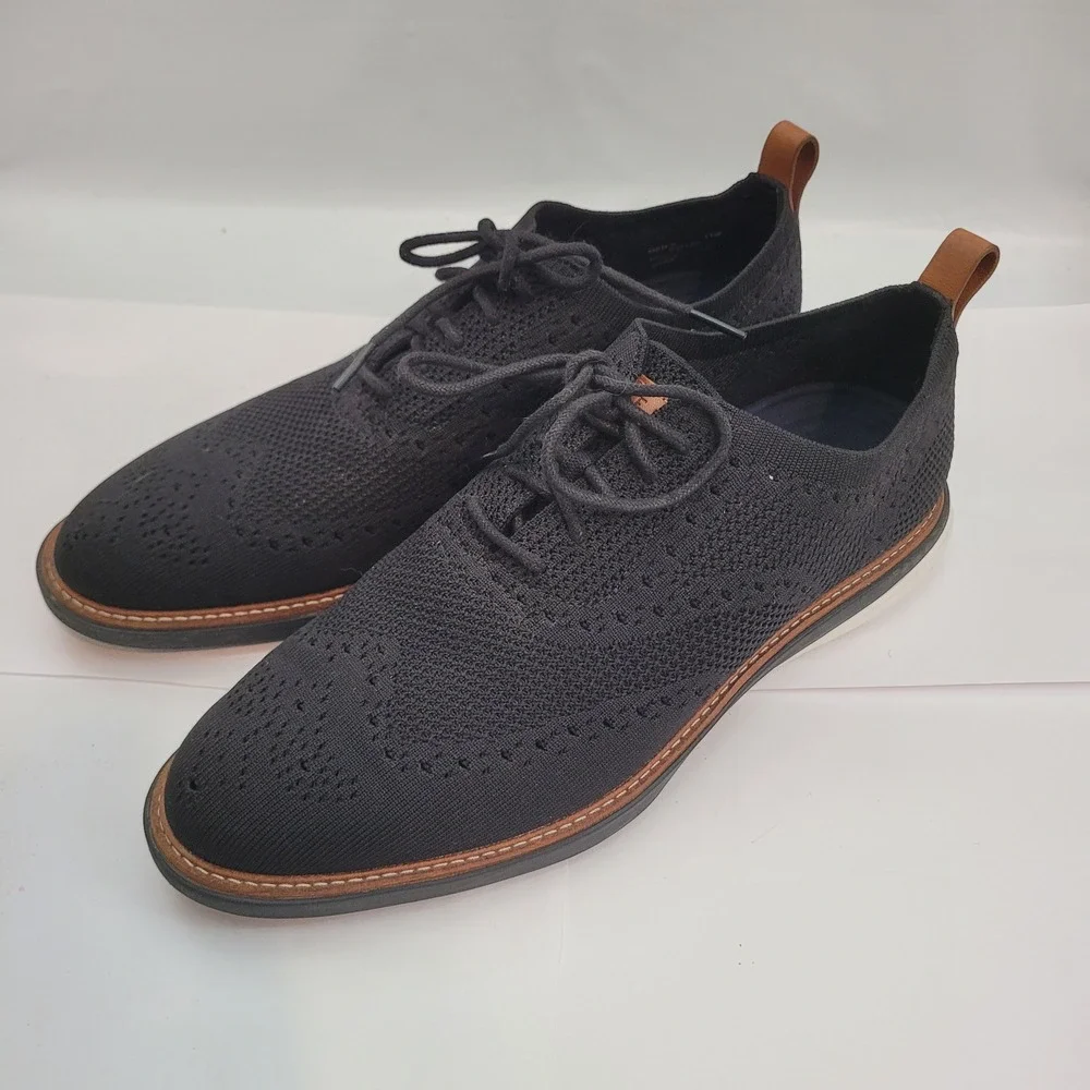 Cole Haan OriginalGrand Wingtip Oxford Mens Black Stitchlite Knit Shoes C32152